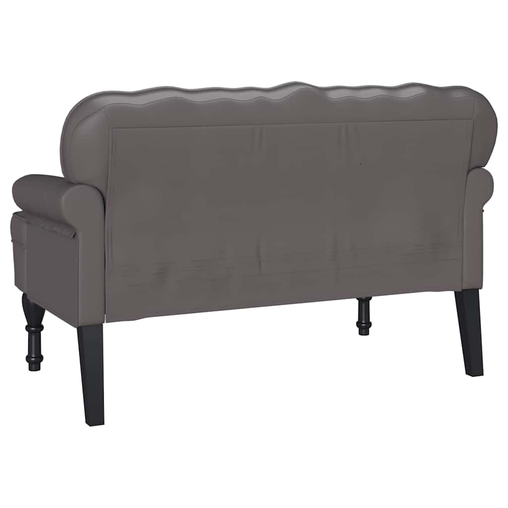 Chesterfield Bank Grijs 119.5 x 64.5 x 75 cm Nep Leer