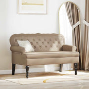Chesterfield bank 119,5x64,5x75 cm cappuccino nep leer