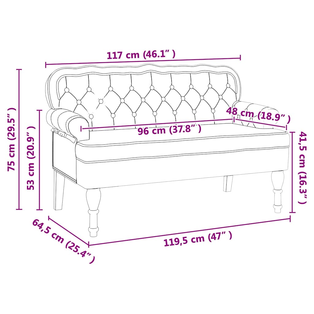 Chesterfield Bank Cappuccino 119.5 x 64.5 x 75 cm Nep Leer