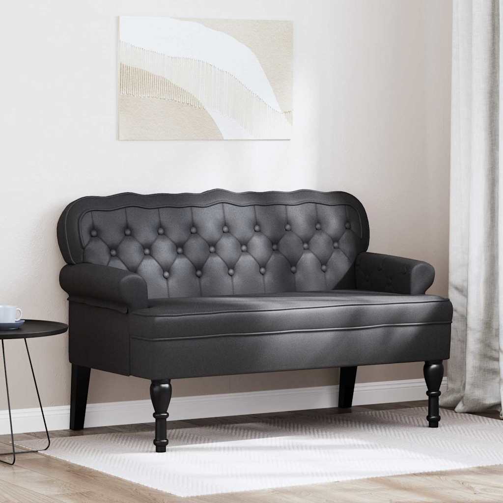 Chesterfield Bank Zwart 119.5 x 64.5 x 75 cm Nep Leer