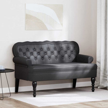 Chesterfield Bank Zwart 119.5 x 64.5 x 75 cm Nep Leer