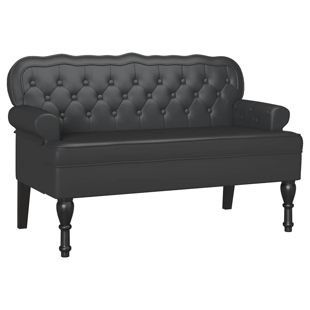 Chesterfield Bank Zwart 119.5 x 64.5 x 75 cm Nep Leer