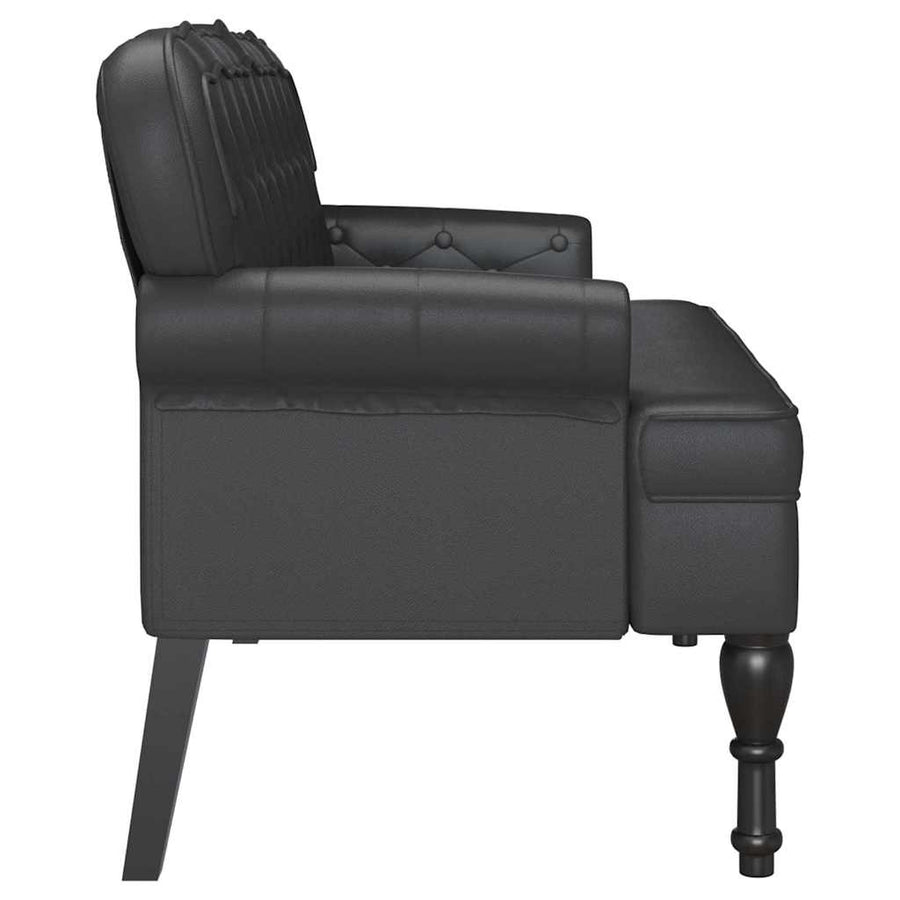 Chesterfield Bank Zwart 119.5 x 64.5 x 75 cm Nep Leer