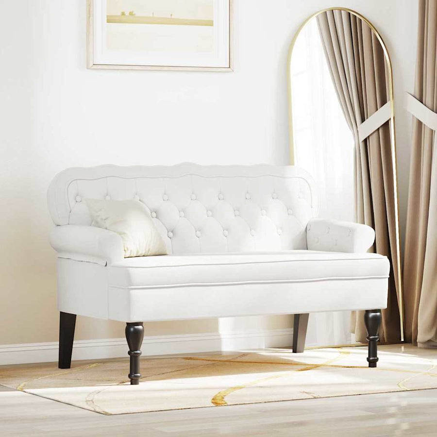 Chesterfield Bank Wit 119.5 x 64.5 x 75 cm Nep Leer