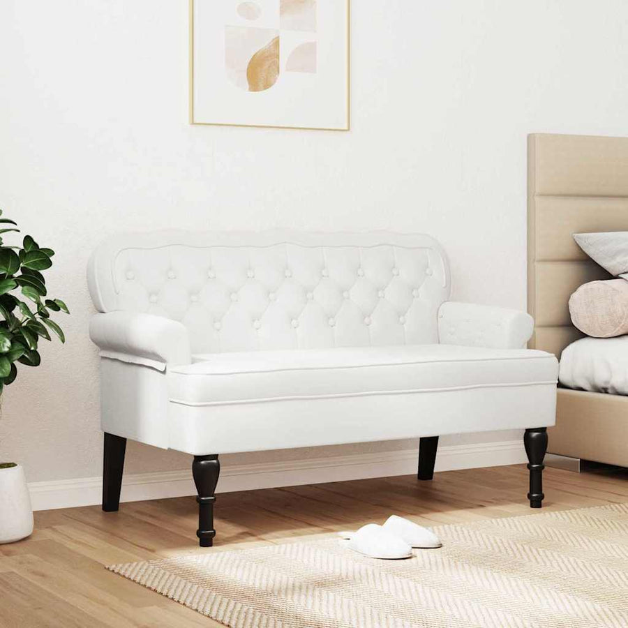 Chesterfield Bank Wit 119.5 x 64.5 x 75 cm Nep Leer