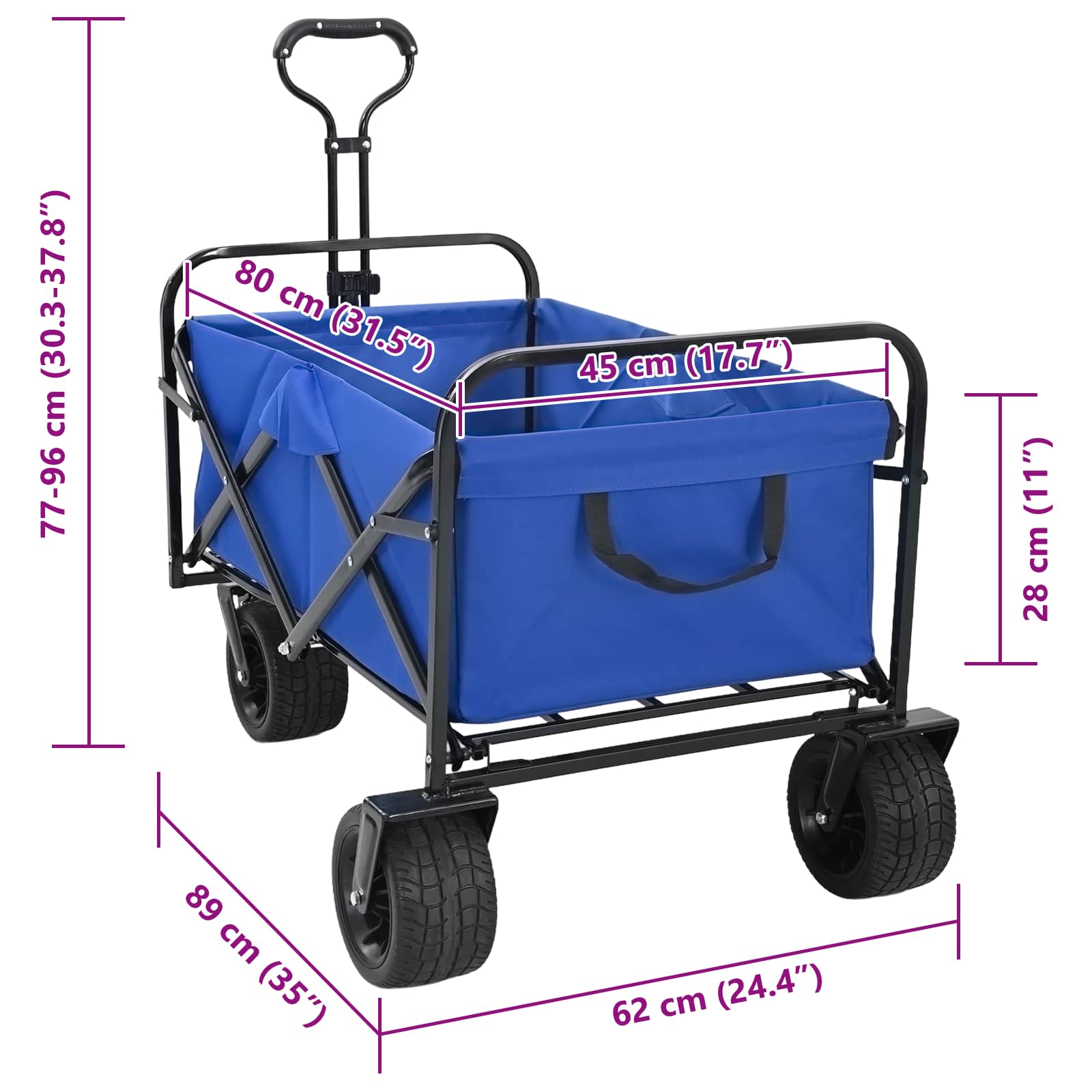 Vouwbare Handtrolley Blauw 89 x 63 x 96 cm Staal en Oxford stof