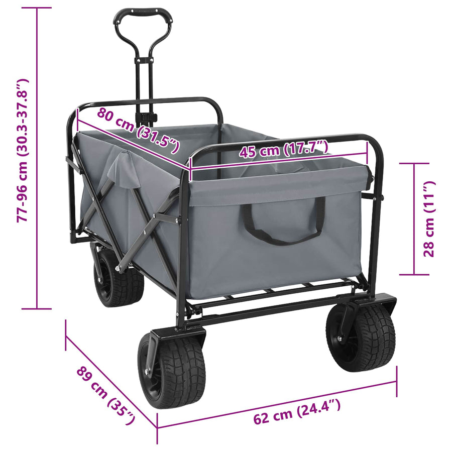 Vouwbare Handtrolley Grijs 89 x 63 x 96 cm Staal en Oxford stof
