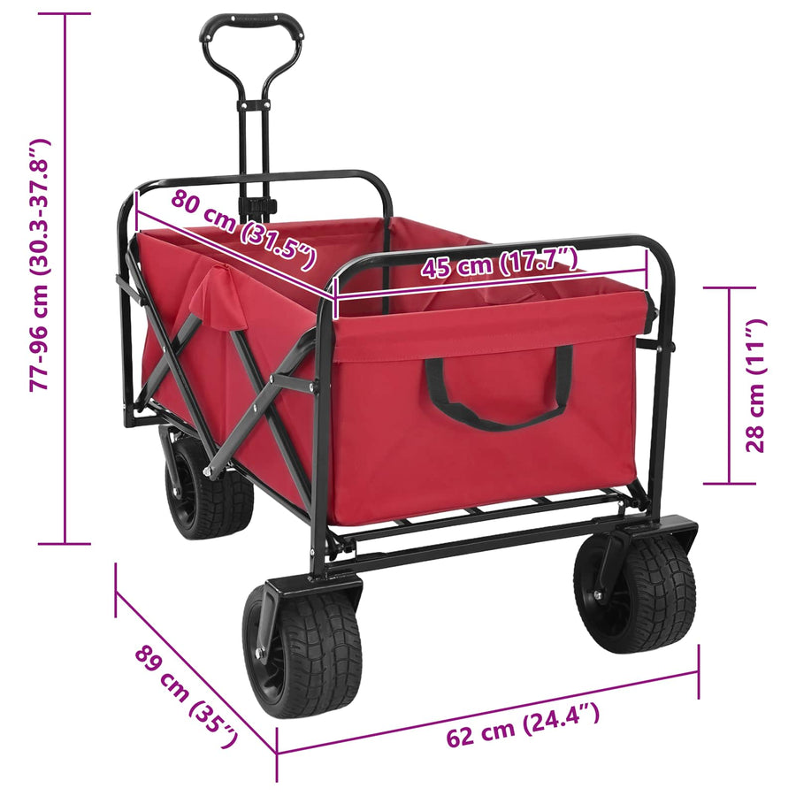Vouwbare Handtrolley Rood 89 x 63 x 96 cm Staal en Oxford stof