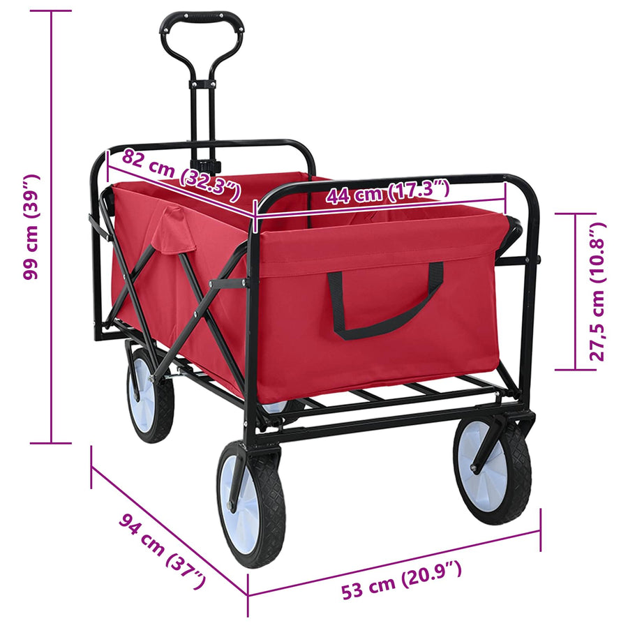 Vouwbare Handtrolley Rood 94 x 53 x 99 cm Oxford Stof
