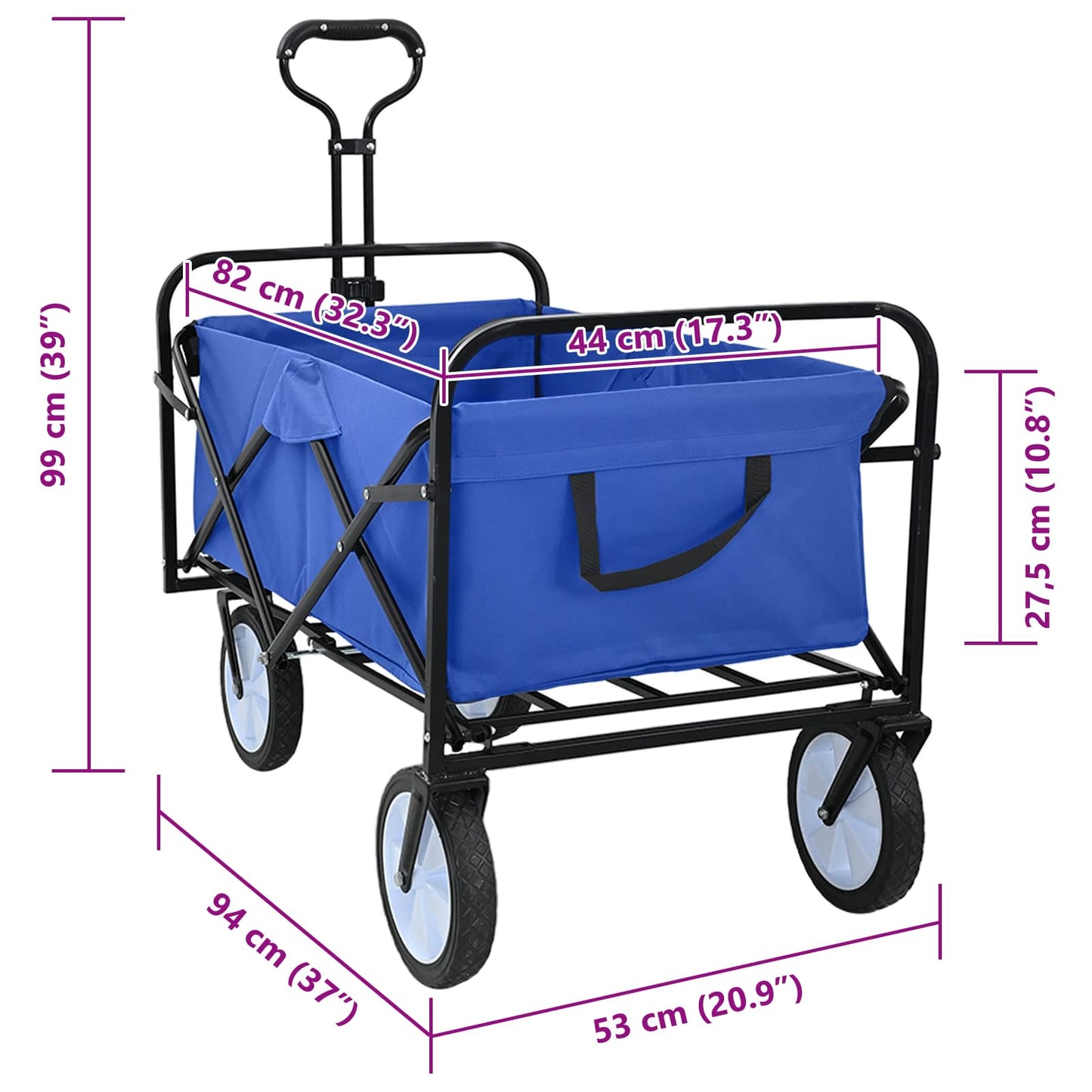 Vouwbare Handtrolley Blauw 94 x 53 x 99 cm Oxford Stof
