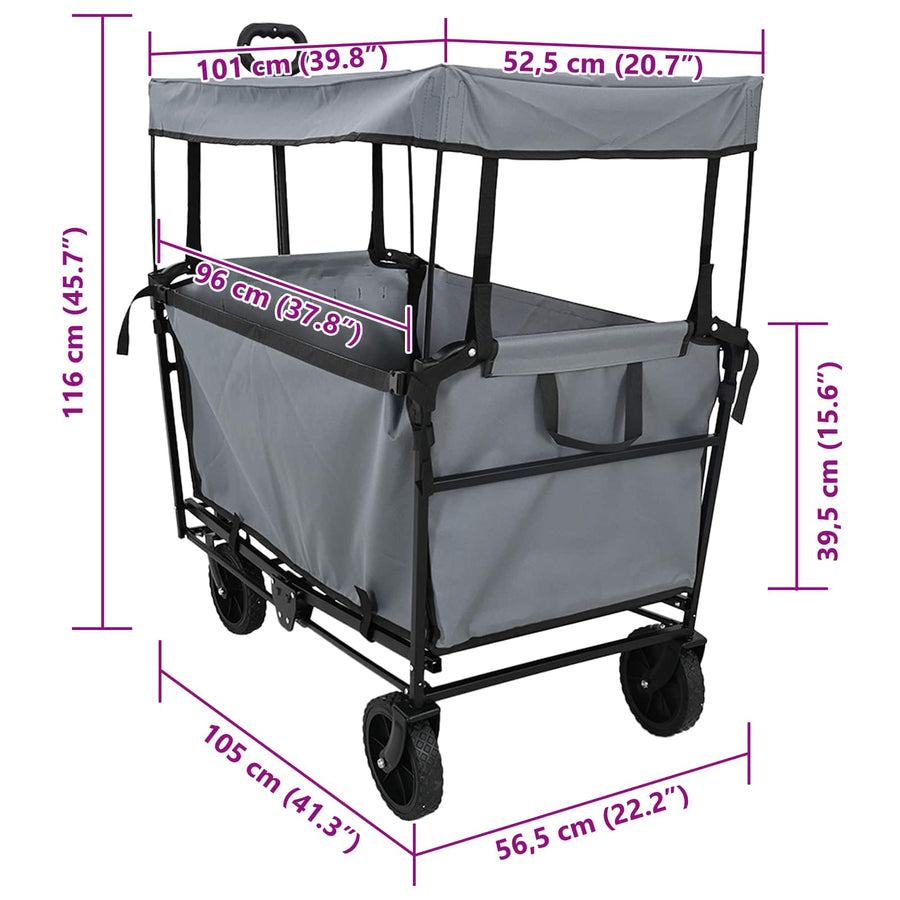 Vouwbare Handtrolley Grijs 105 x 56.5 x 116 cm Oxford Stof