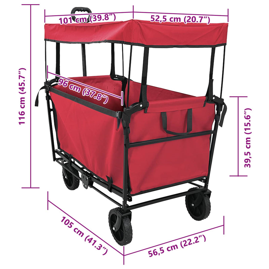 Vouwbare Handtrolley Rood 105 x 56.5 x 116 cm Oxford Stof
