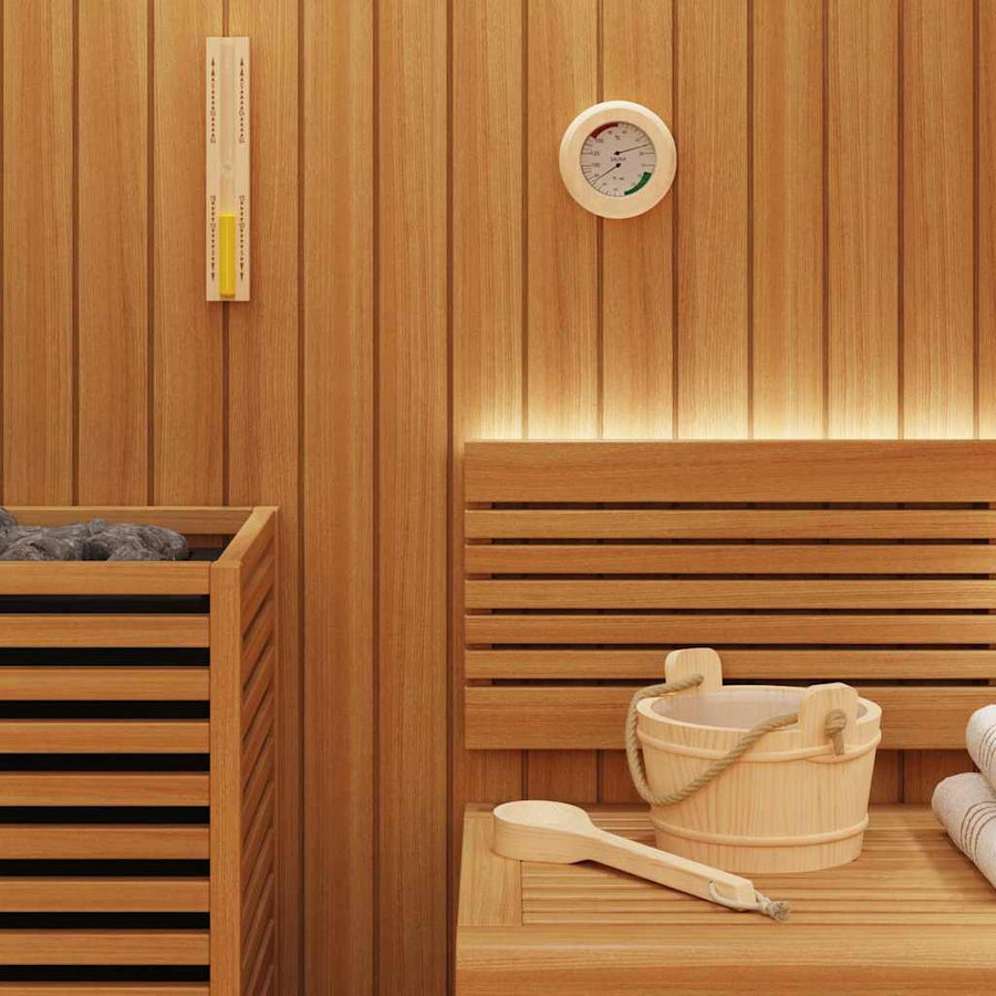 Sauna Accessoire Set 4 pcs Bruin Massief Vurenhout en Hennep