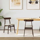 Dining Chair 2 pcs Dark brown, White Solid Rubberwood