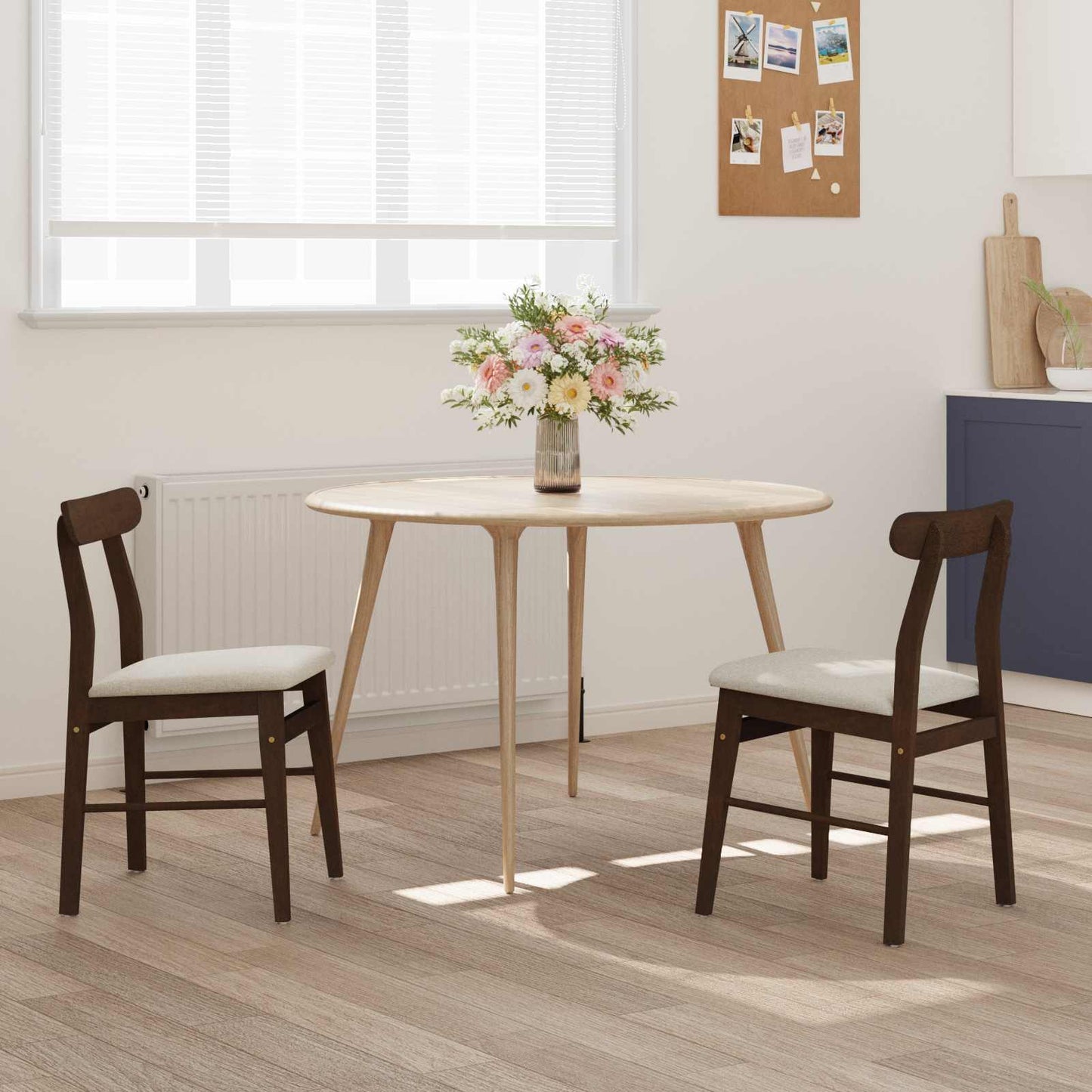 Eetkamerstoel 2 Pcs Massief Rubberhout Lichtbruin en licht