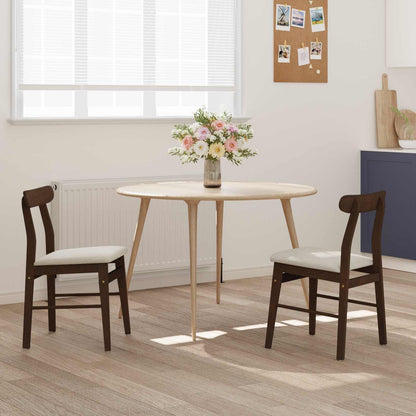 Eetkamerstoel 2 Pcs Massief Rubberhout Lichtbruin en licht