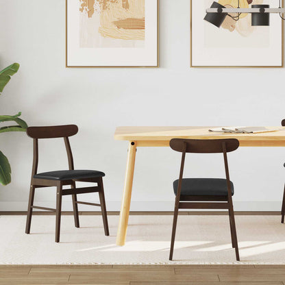 Eetkamerstoel 2 Pcs Massief Rubberhout Lichtbruin en zwart