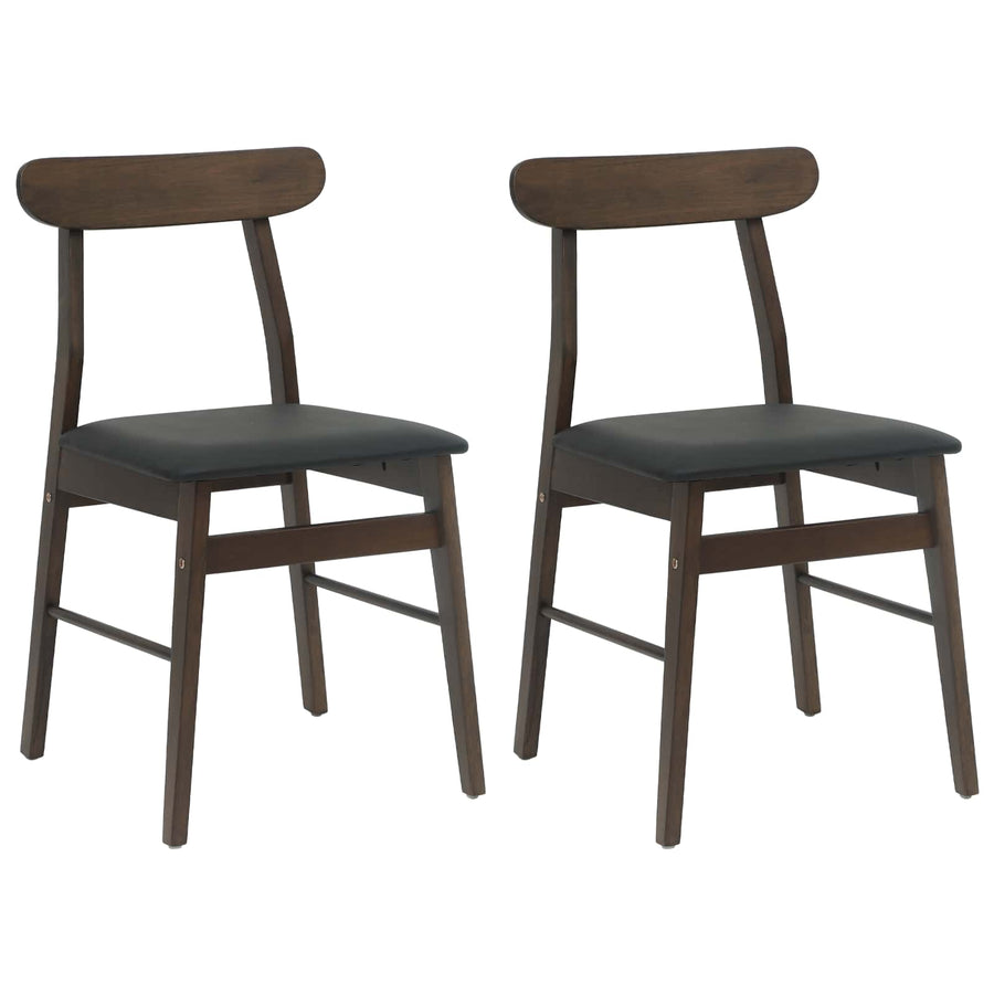 Eetkamerstoel 2 Pcs Massief Rubberhout Lichtbruin en zwart