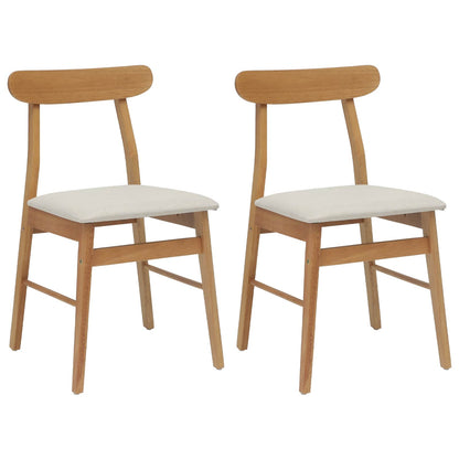 Eetkamerstoel 2 Pcs Massief Rubberhout Natuurlijk en licht