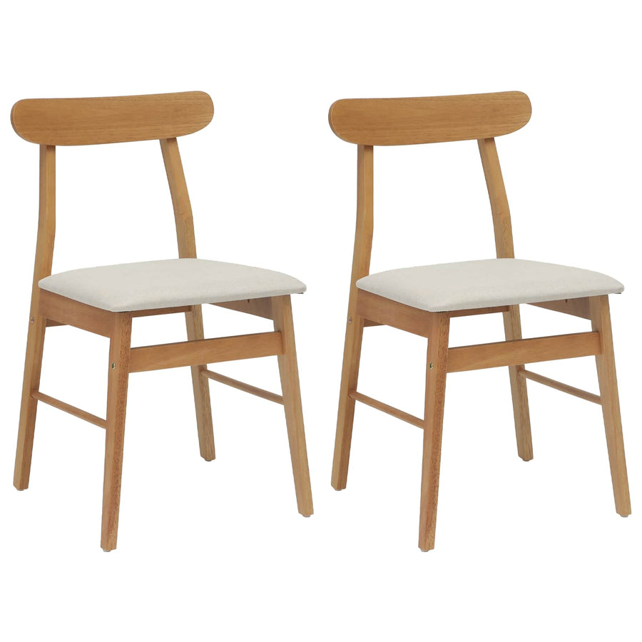 Eetkamerstoel 2 Pcs Massief Rubberhout Natuurlijk en licht