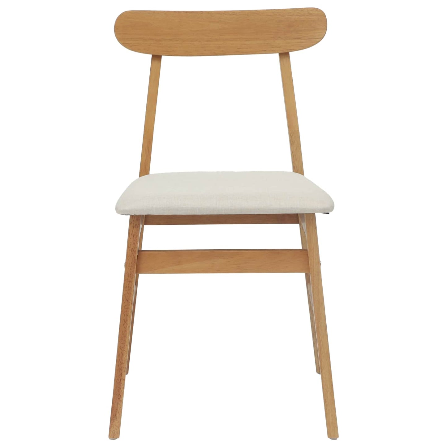 Eetkamerstoel 2 Pcs Massief Rubberhout Natuurlijk en licht