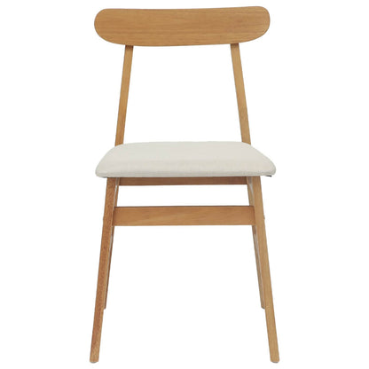 Eetkamerstoel 2 Pcs Massief Rubberhout Natuurlijk en licht