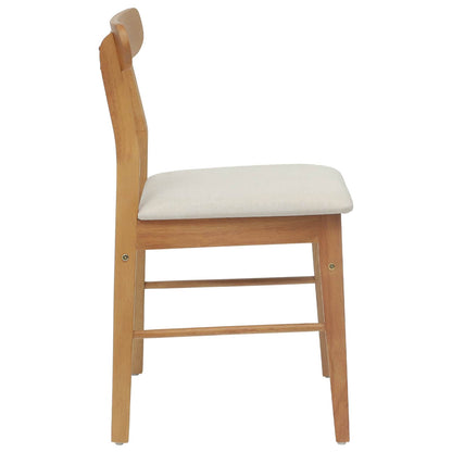 Eetkamerstoel 2 Pcs Massief Rubberhout Natuurlijk en licht