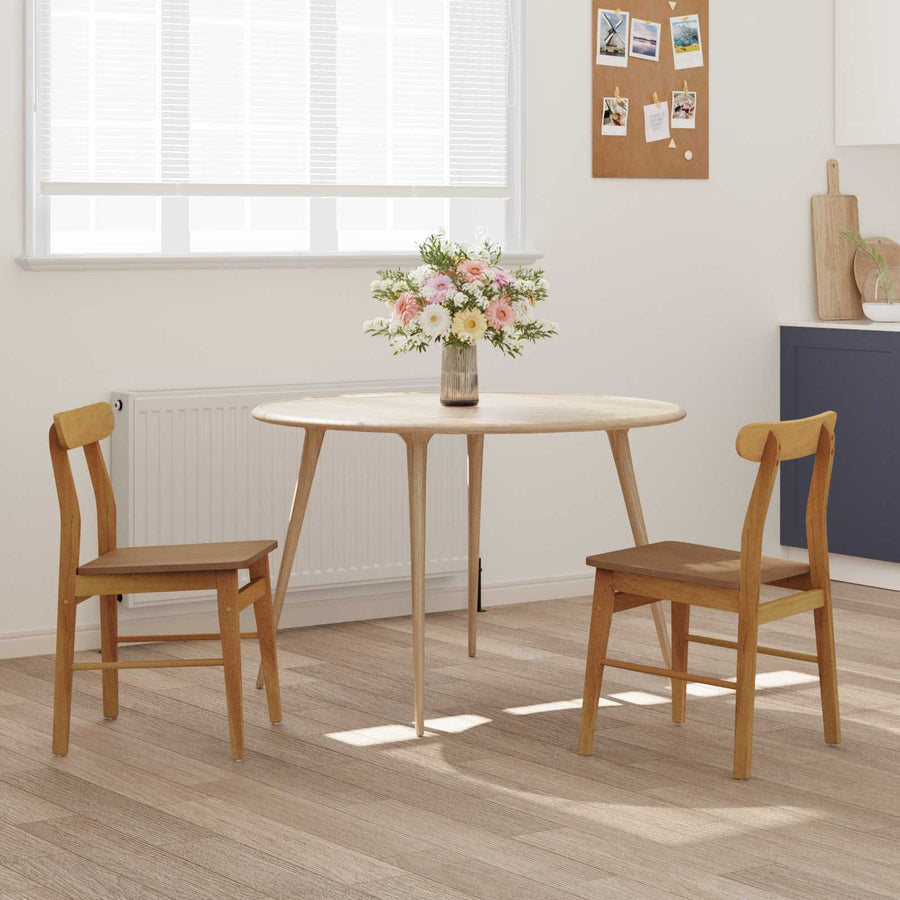 Eetkamerstoel 2 pcs Naturel Massief Hout