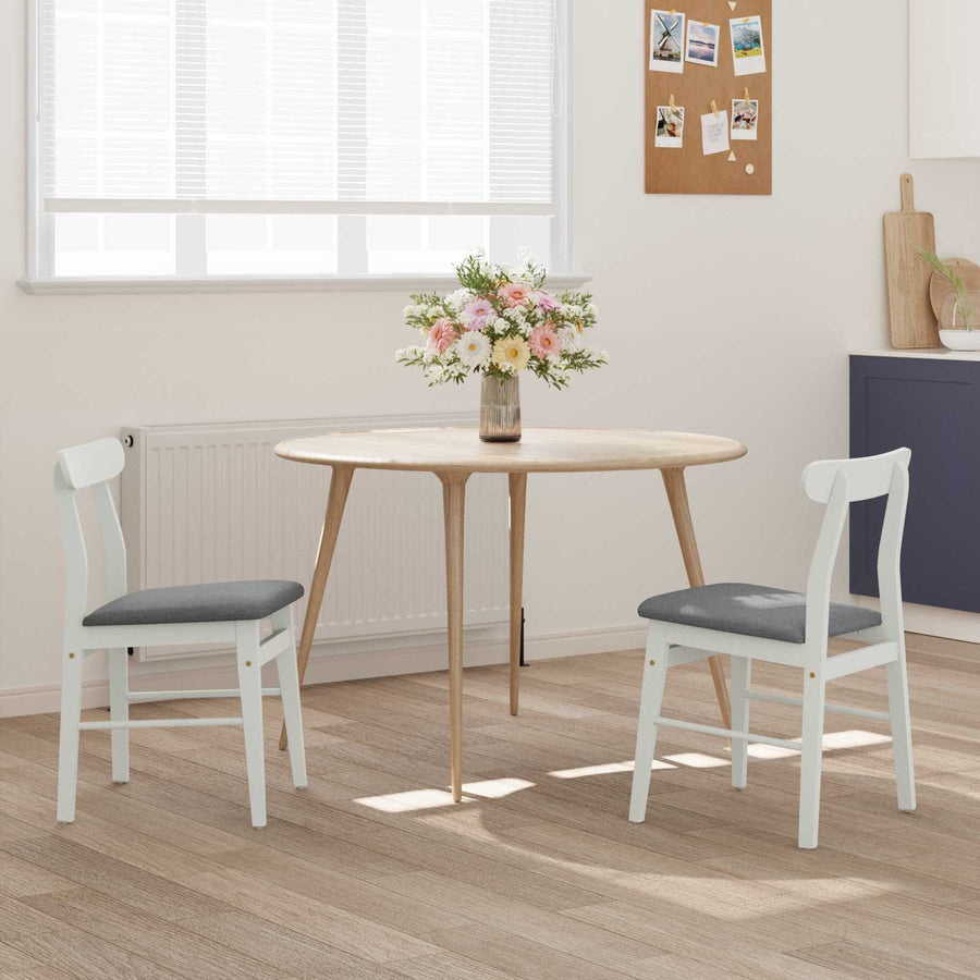 Eetkamerstoel 2 pcs Wit en Grijs Massief Hout