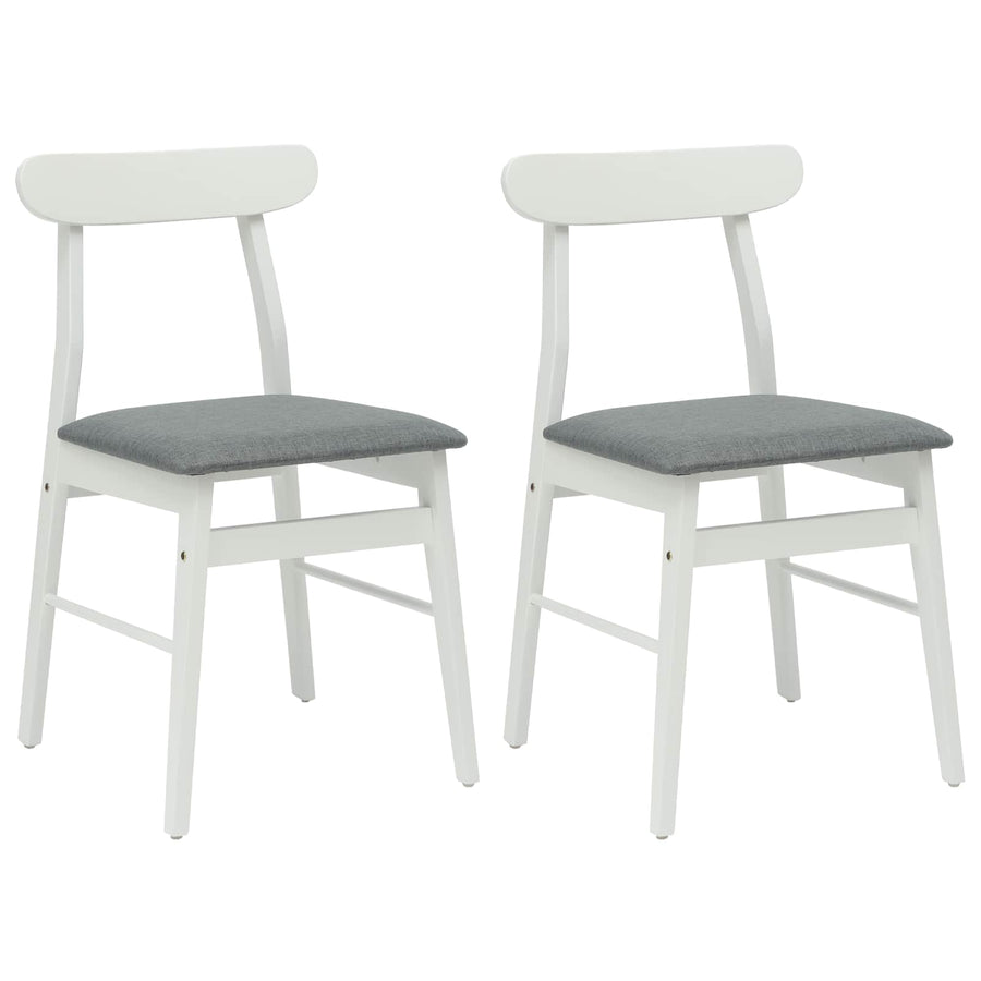 Eetkamerstoel 2 pcs Wit en Grijs Massief Hout