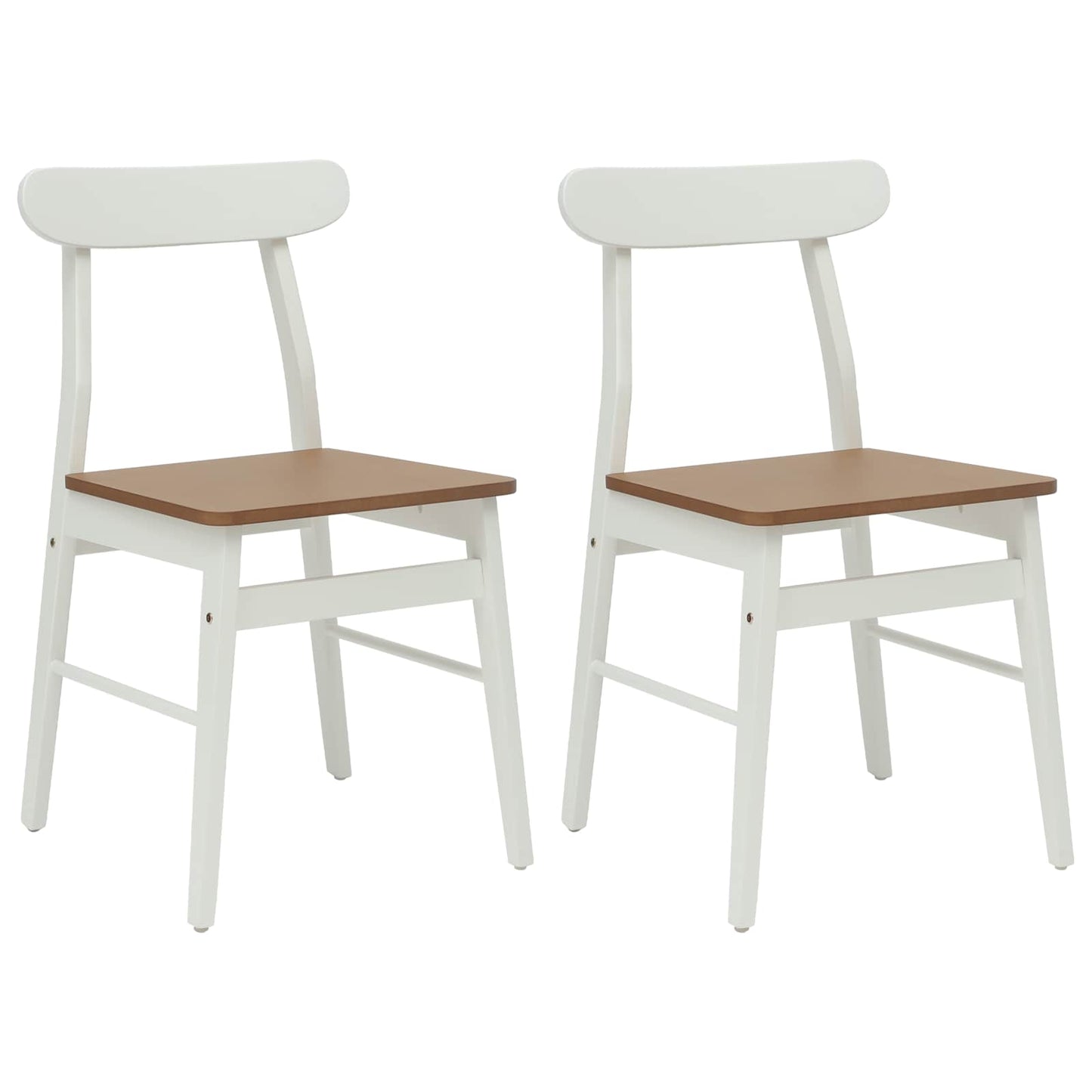 Eetkamerstoel 2 pcs Wit en Natuurlijk Massief Hout