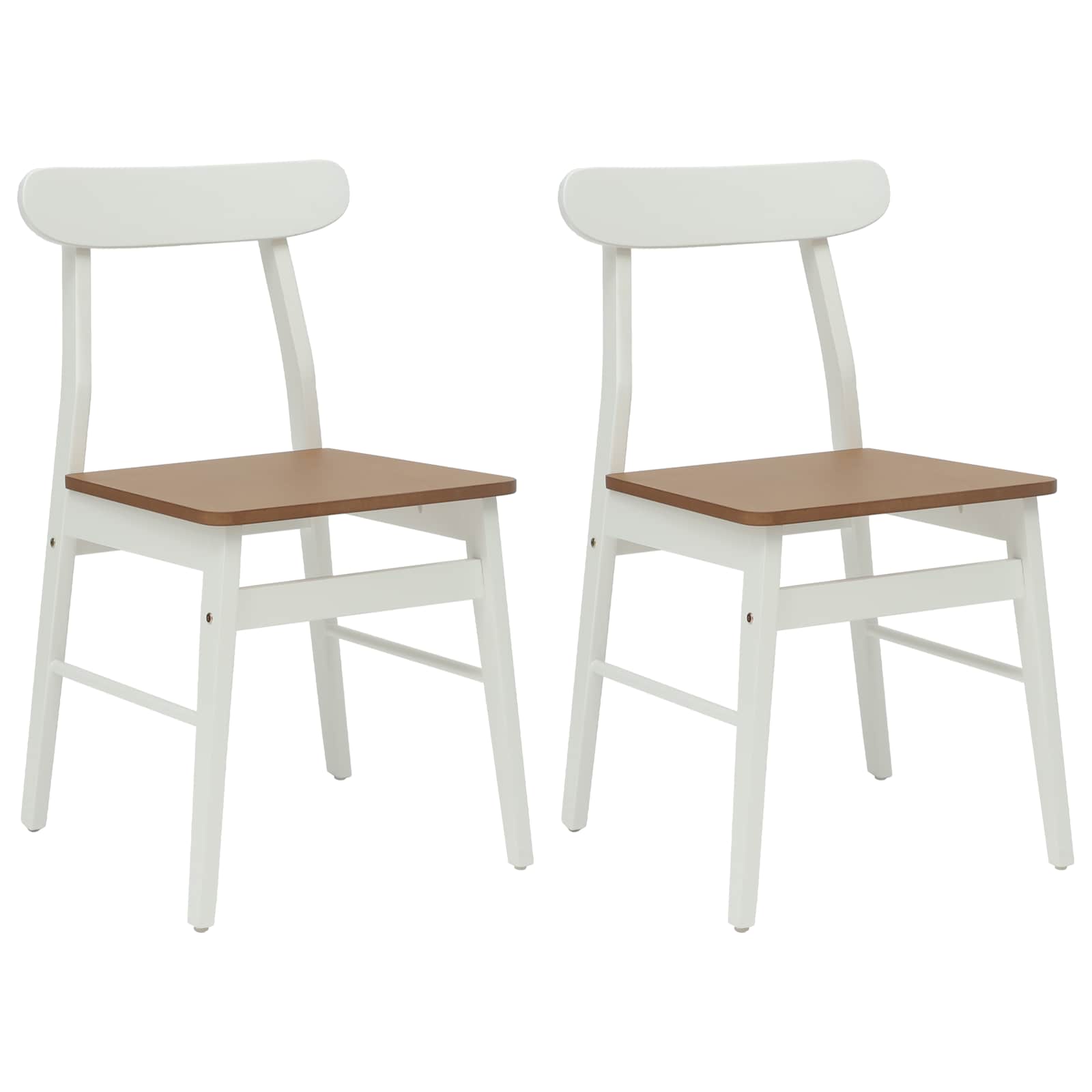 Eetkamerstoel 2 pcs Wit en Natuurlijk Massief Hout