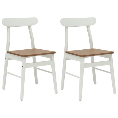 Eetkamerstoel 2 pcs Wit en Natuurlijk Massief Hout