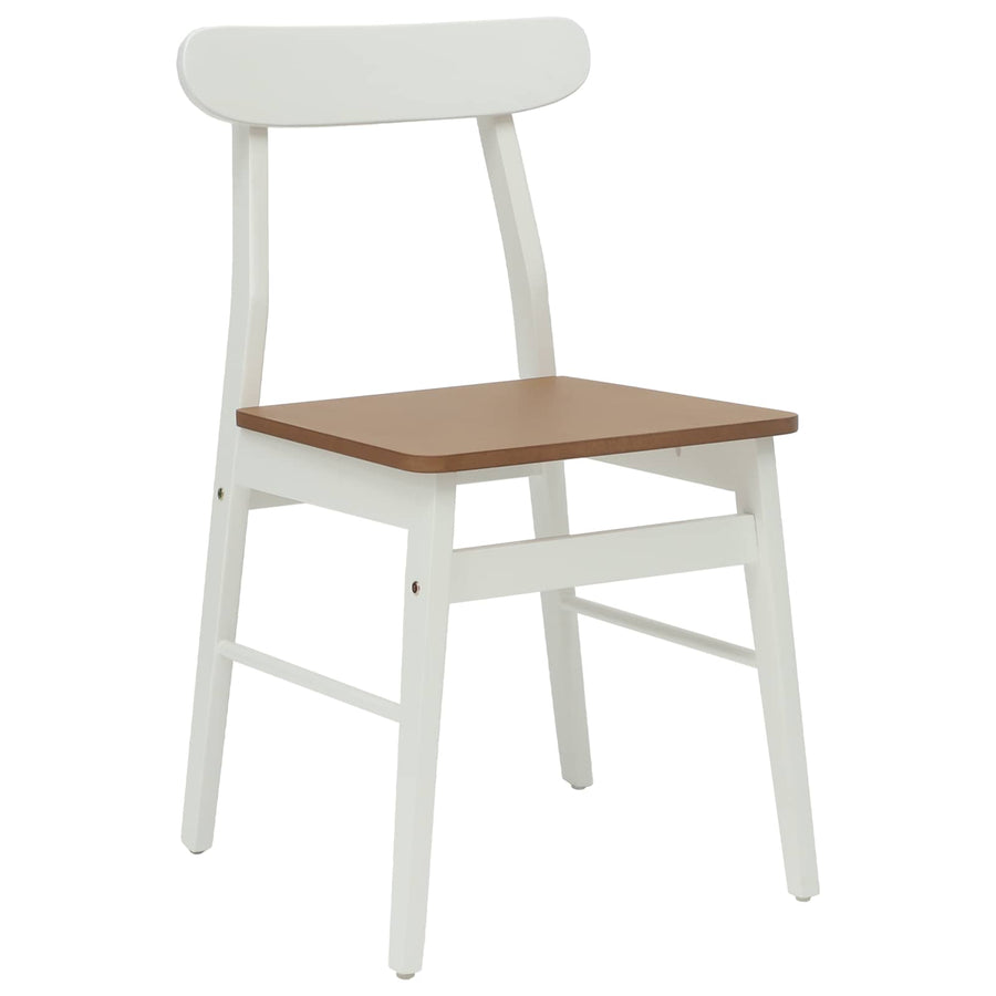 Eetkamerstoel 2 pcs Wit en Natuurlijk Massief Hout