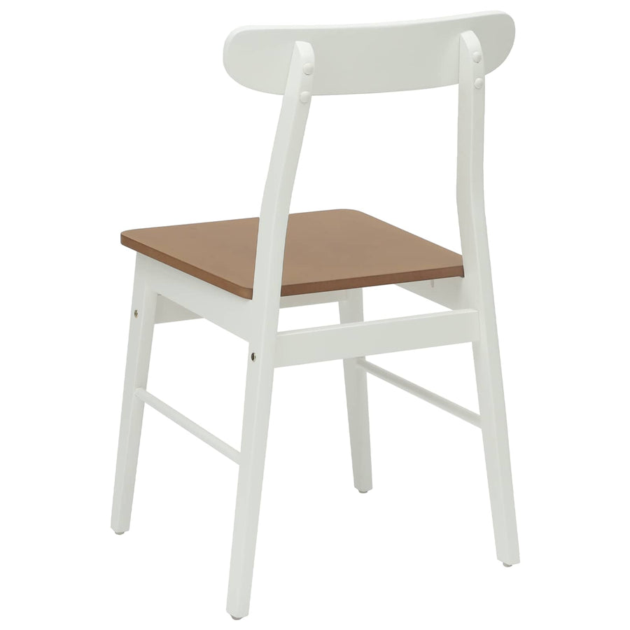 Eetkamerstoel 2 pcs Wit en Natuurlijk Massief Hout