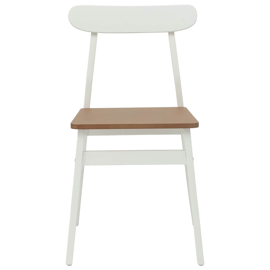 Eetkamerstoel 2 pcs Wit en Natuurlijk Massief Hout
