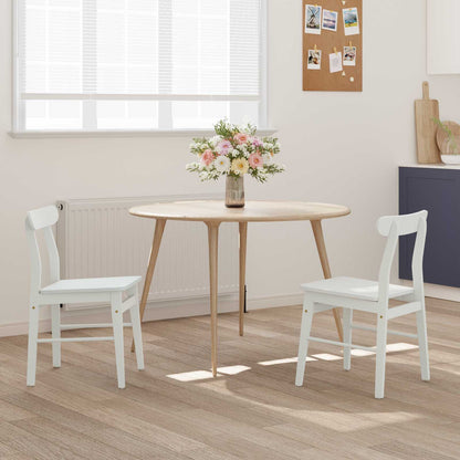 Eetkamerstoel 2 Pcs Massief Rubberhout Wit