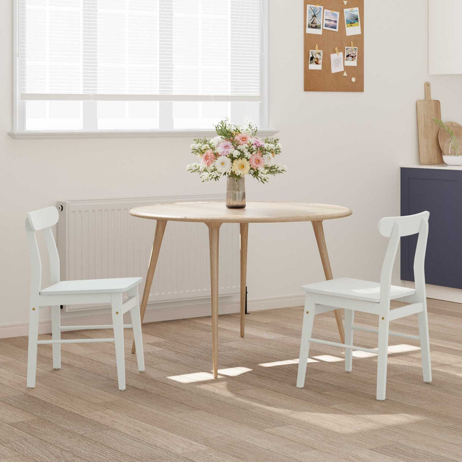 Eetkamerstoel 2 Pcs Massief Rubberhout Wit