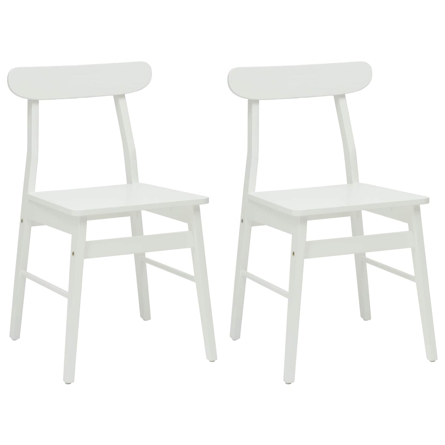 Eetkamerstoel 2 Pcs Massief Rubberhout Wit