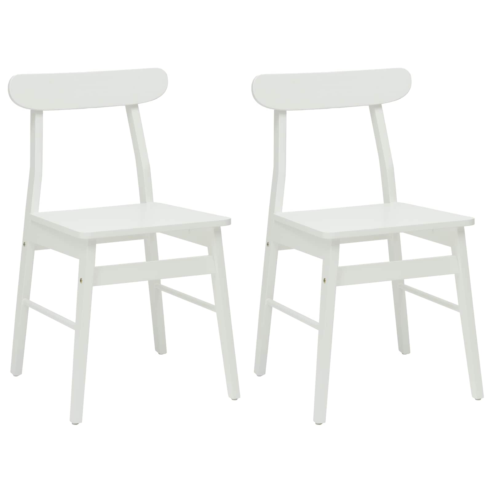 Eetkamerstoel 2 Pcs Massief Rubberhout Wit