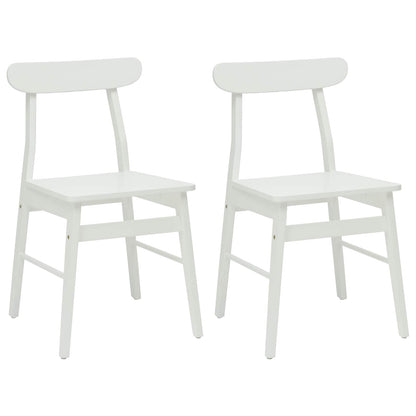 Eetkamerstoel 2 Pcs Massief Rubberhout Wit