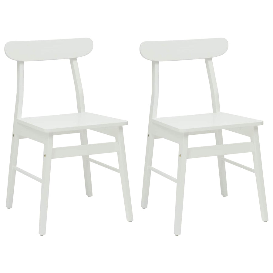 Eetkamerstoel 2 Pcs Massief Rubberhout Wit