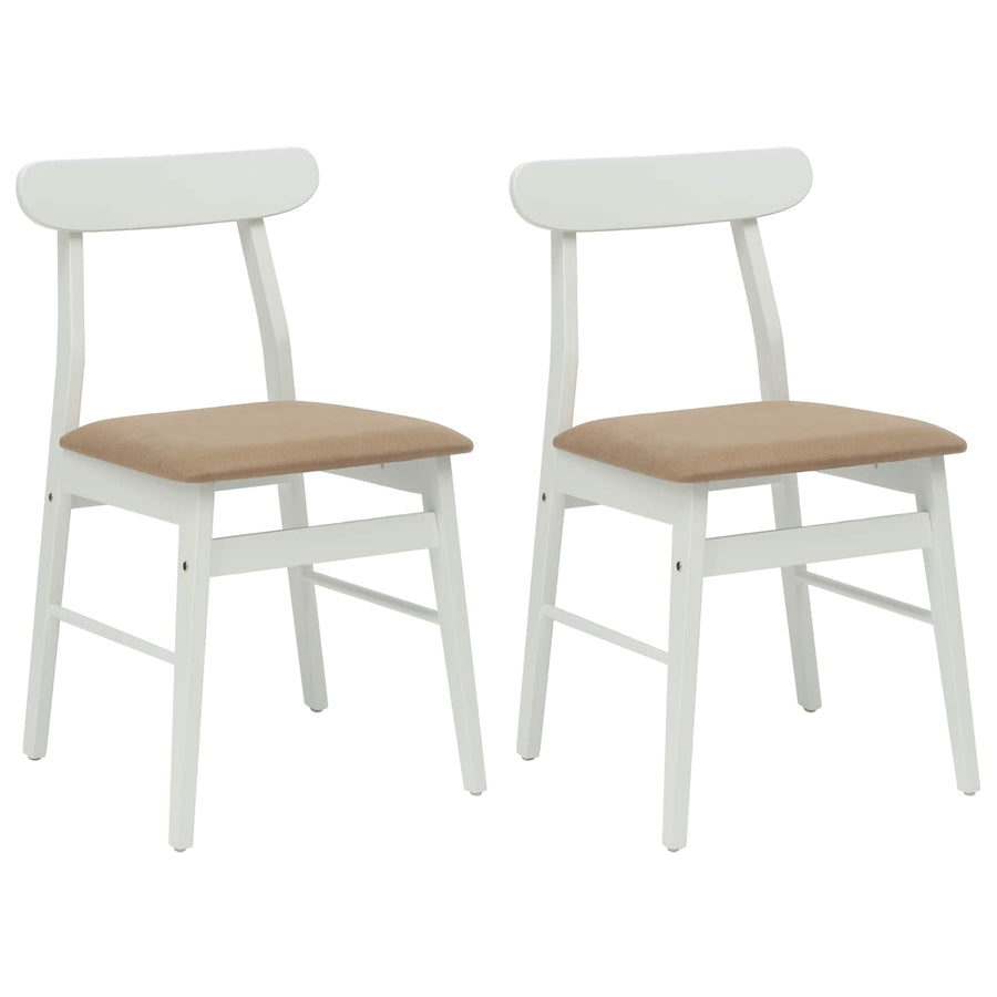 Eetkamerstoel 2 Pcs Massief Rubberhout Wit en bruin