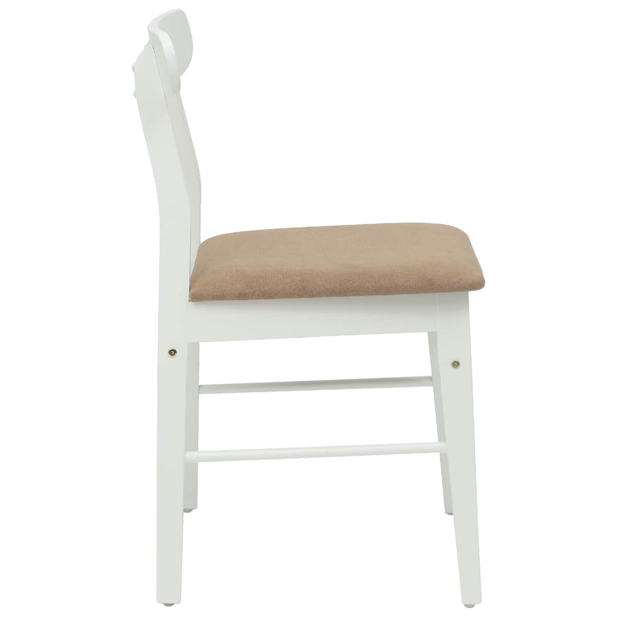 Eetkamerstoel 2 Pcs Massief Rubberhout Wit en bruin