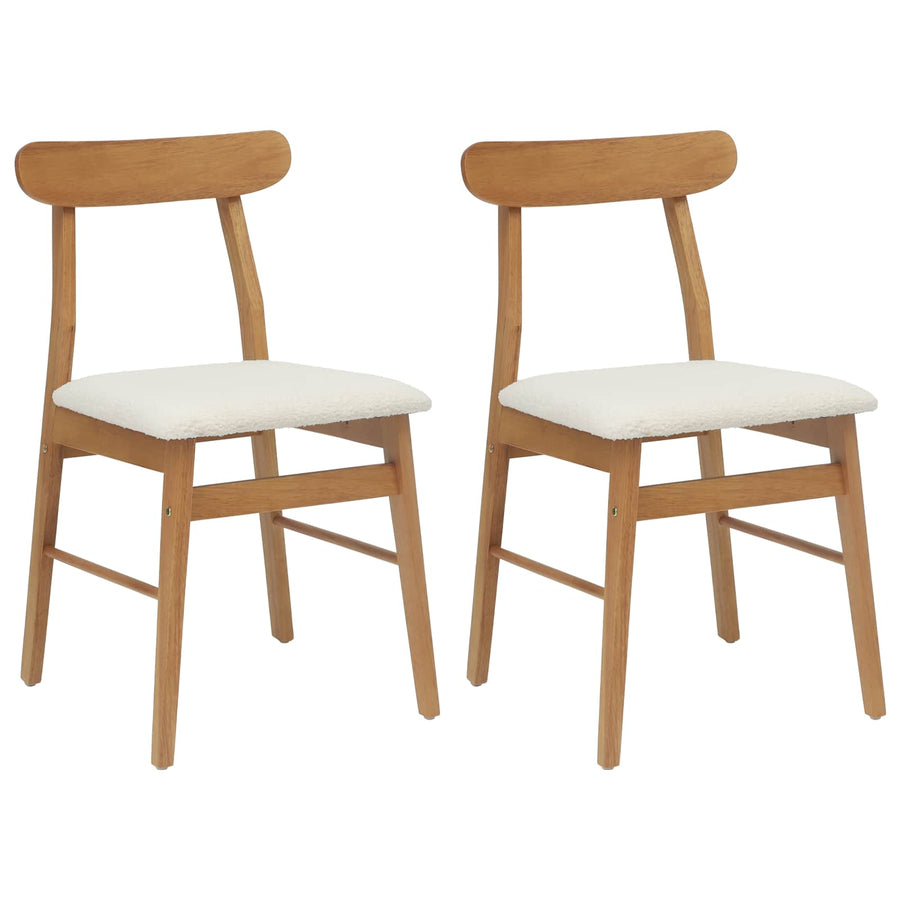 Eetkamerstoel 2 Pcs En Licht Massief Rubberhout Natuurlijk en wit