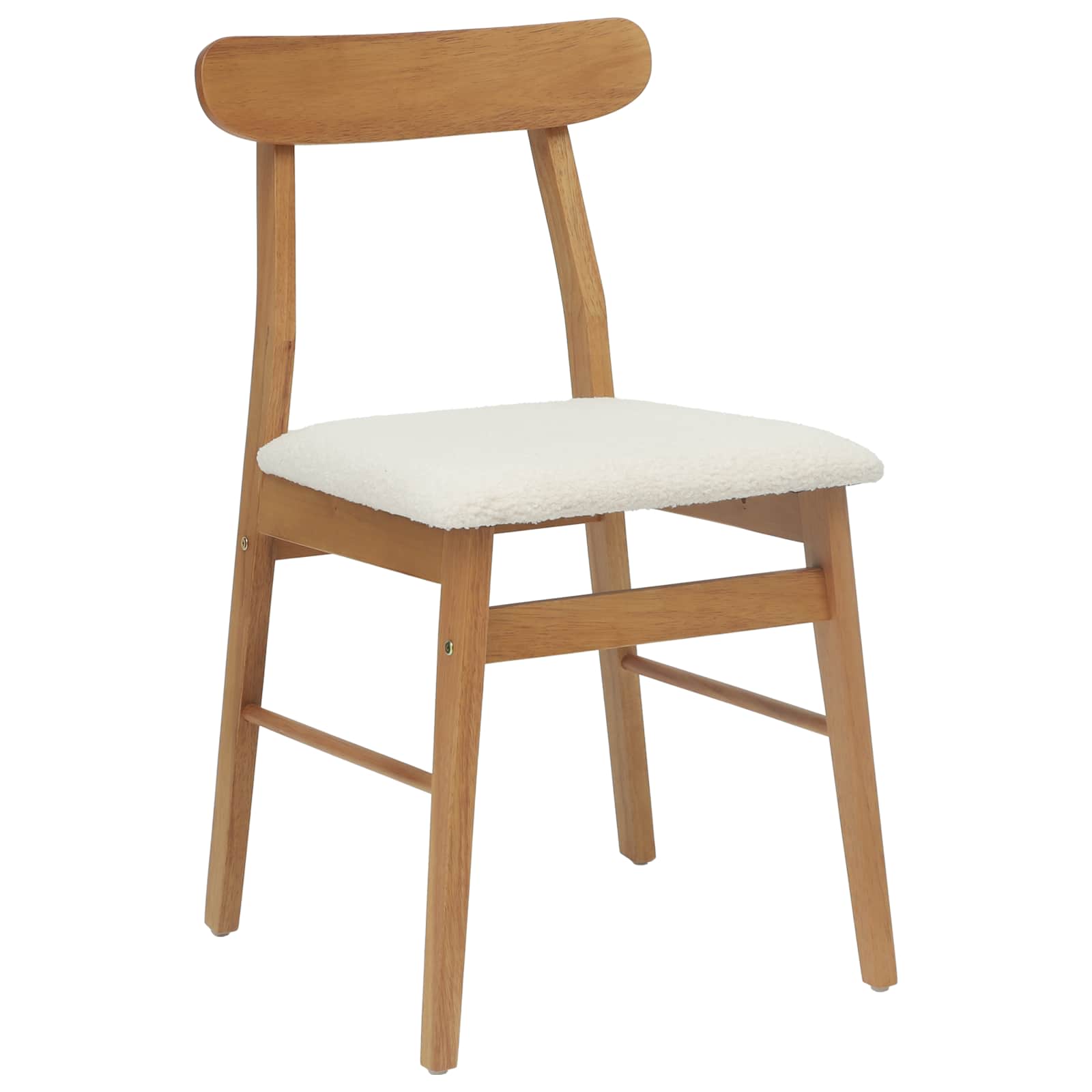 Eetkamerstoel 2 Pcs En Licht Massief Rubberhout Natuurlijk en wit