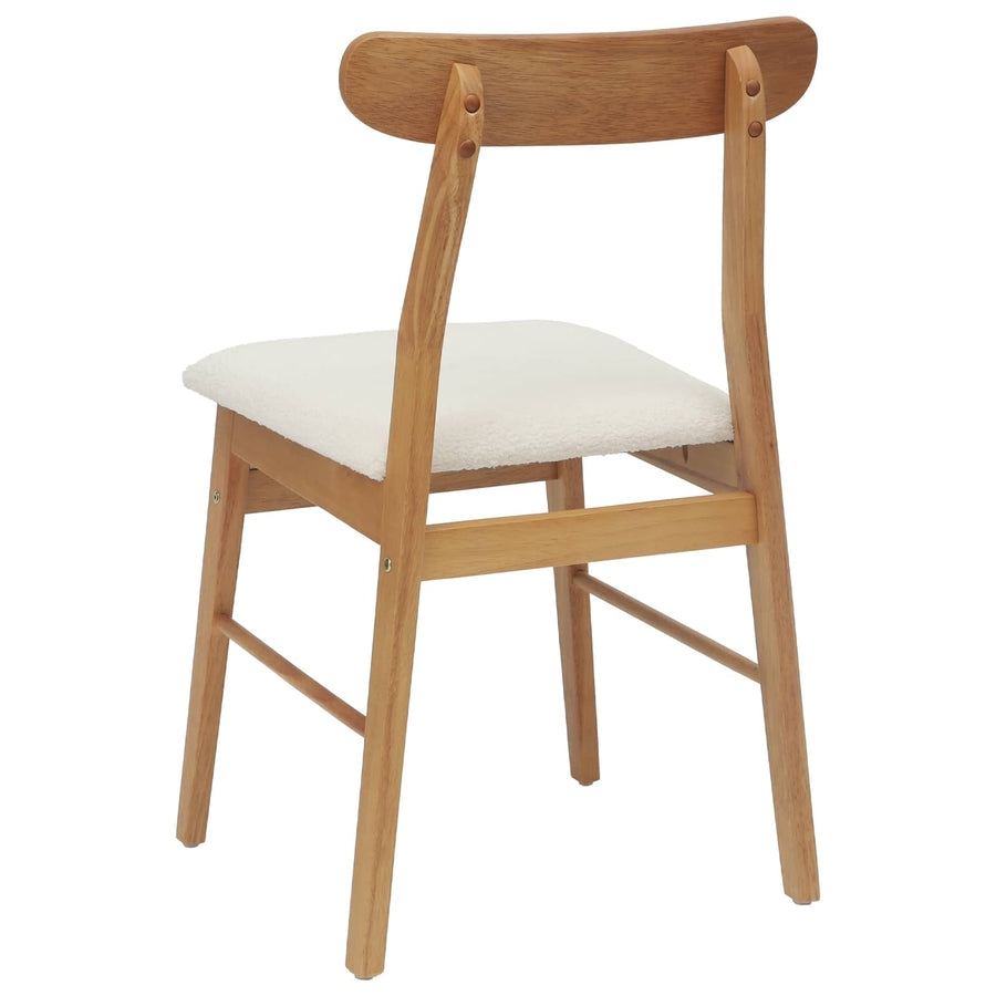 Eetkamerstoel 2 Pcs En Licht Massief Rubberhout Natuurlijk en wit