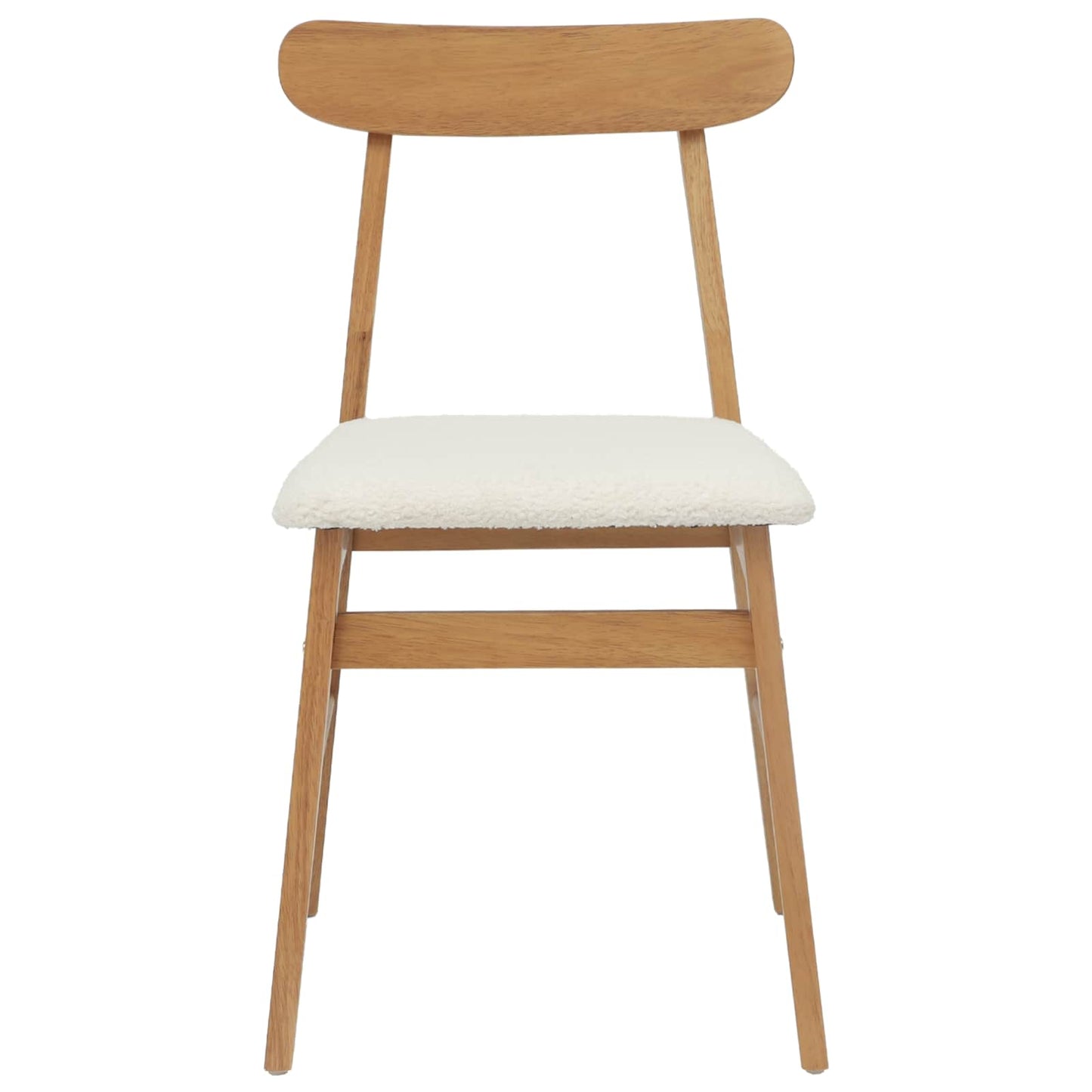 Eetkamerstoel 2 Pcs En Licht Massief Rubberhout Natuurlijk en wit