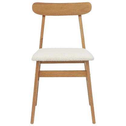 Eetkamerstoel 2 Pcs En Licht Massief Rubberhout Natuurlijk en wit