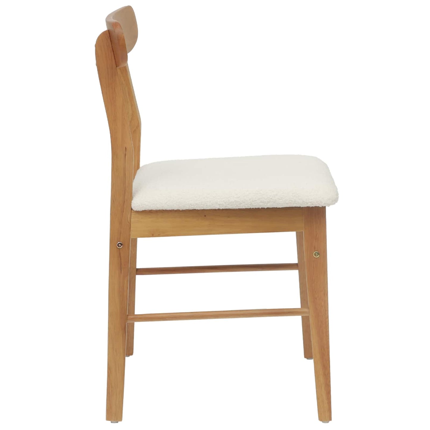 Eetkamerstoel 2 Pcs En Licht Massief Rubberhout Natuurlijk en wit